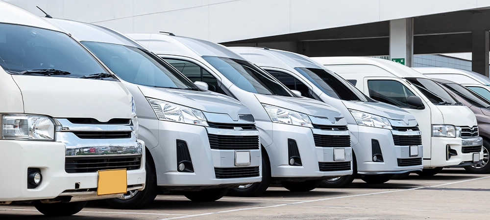 vans parked in building parking area