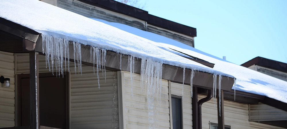 Closeup ice on the roof
